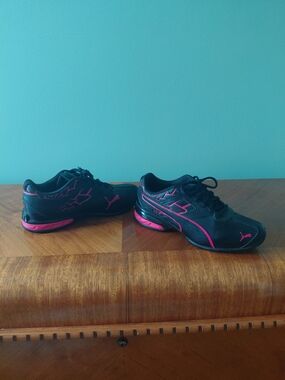 Puma Black Sneakers with Pink Accents